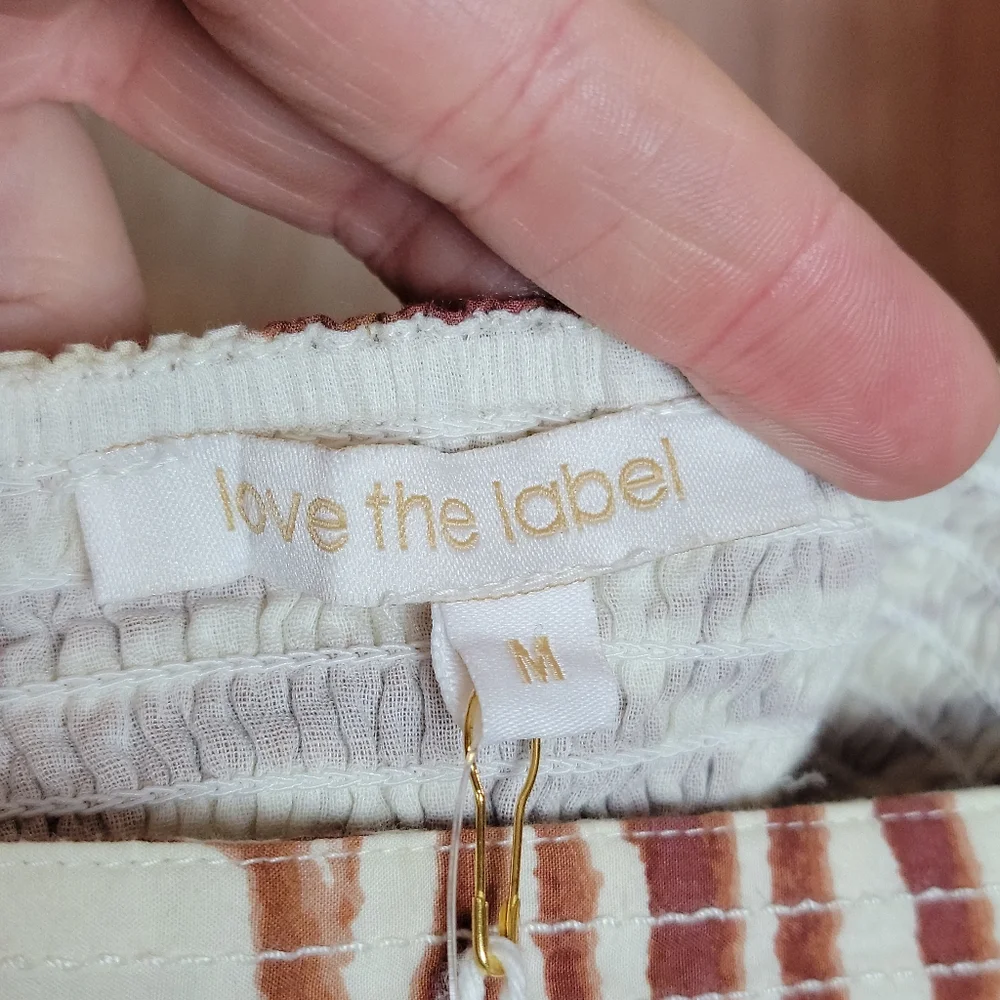 NWT Love the Label (Anthro) Smocked Puff Sleeve Blouse Brown Zebra Print - Picture 7 of 16